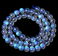 

Natural AAA Grade Blue Moonstone Loose Beads, Gray Moonstone Labradorite Stone Round Beads for Bracelet Making