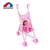 Lovely kids Gift Role Play pink Baby IC Doll Stroller toy with iron cart