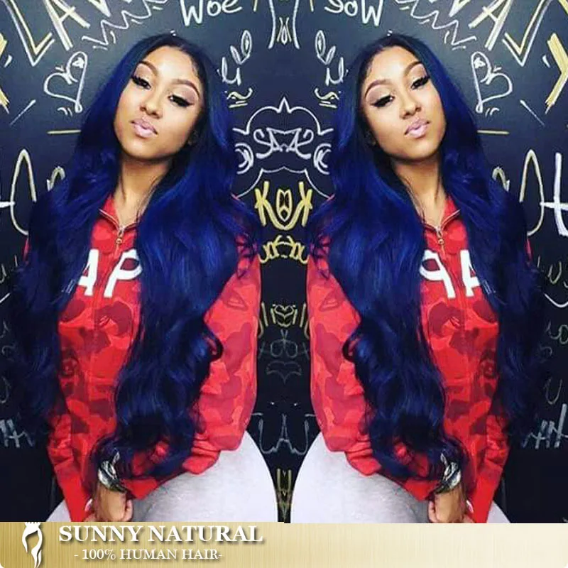 

Virgin Brazilian Ombre Hair lace wig Straight Colored 1b/blue two Tone human Hair full lace wig, N/a