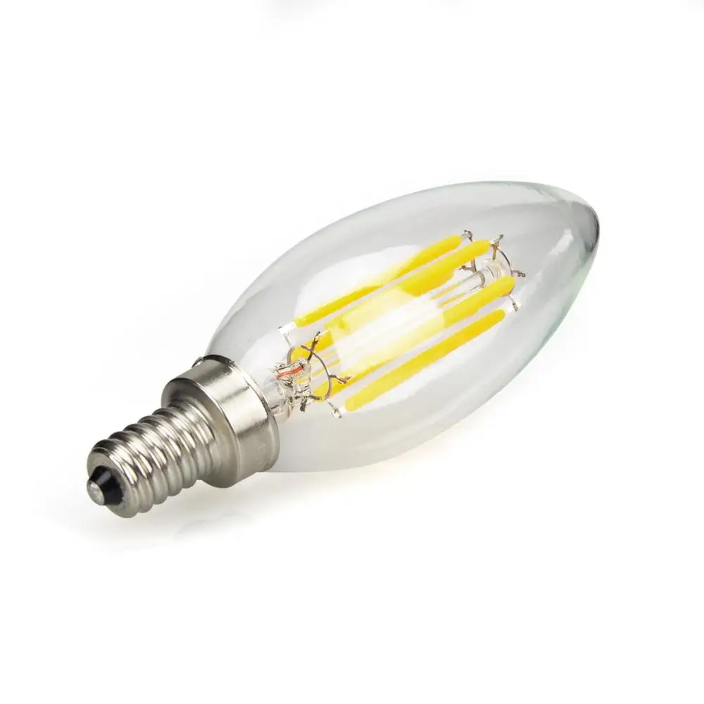 AC 120/220V E12/E14/E17/E26 C35 6W smart bulb Dimmable  LED Filament Bulb for Indoor Lighting