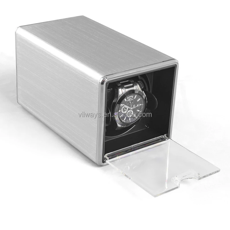 

Viiways Single aluminium automatic watch winder motor powered by AC adapter and Battery, Silver matt finish