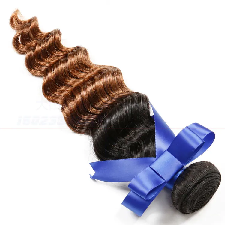 

Wholesale 100% human hair Top Quality Loose Wave Black Tone ombre Hair Weave