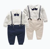 

Baby boys first year dress suspenders and bowtie jumpsuit for body