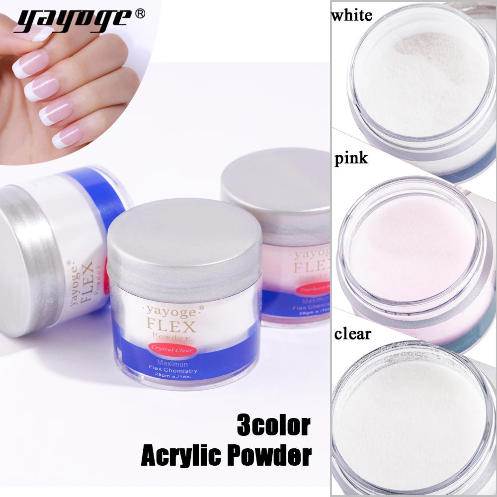 

YAYOGE 28g Acrylic Powder Nail Art White Flex Polymer Chemistry Crystal Builder Tips Manicure