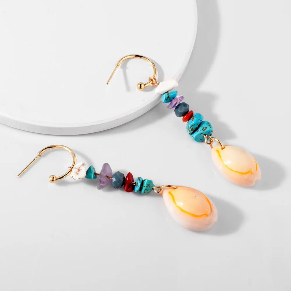 

High Quality Natural Turquoise Shell Drop Earrings