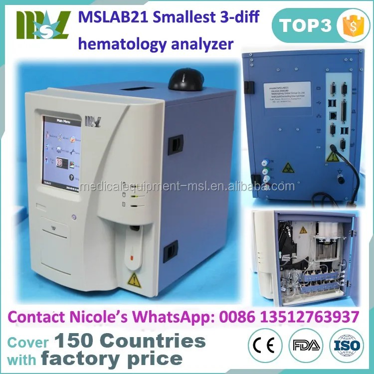 Whole blood test machine 3part full automatic hematology analyzer, portable cbc machine price