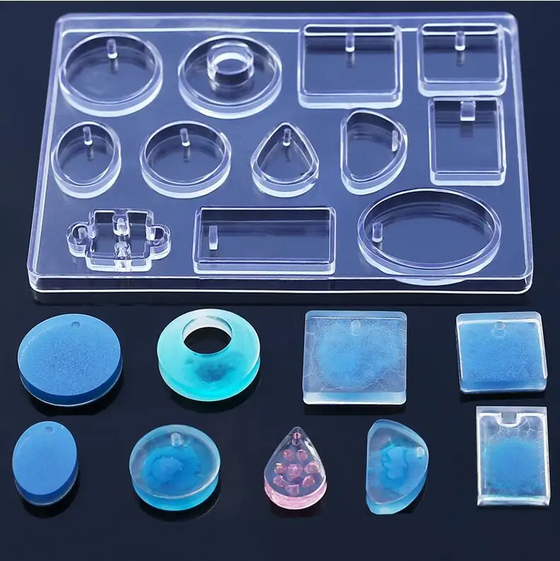 

WIIPU 12 Designs Transparent Silicone Mold Necklace Pendant uv Resin Molds Jewelry Making DIY Hand Craft resin mould, Clear