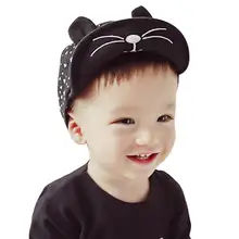 Summer 2016 Kids Snapback Caps Baby Kitten Baseball Cap Kids Cotton Blended Peaked Sun Hat For