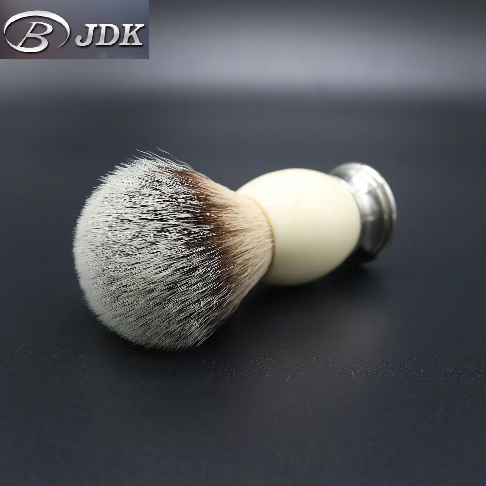 

JDK Amazon Hot Sale Luxury Shaving Brush with Heavy Weight Steel Base + Polished Faux Ivory Acrylic, Same as the picture