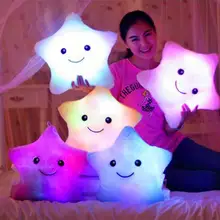 New Free Shipping Battery Powered Decorative 7 Flashing LED Light Plush Pink Smiling Star Cushion Pillow