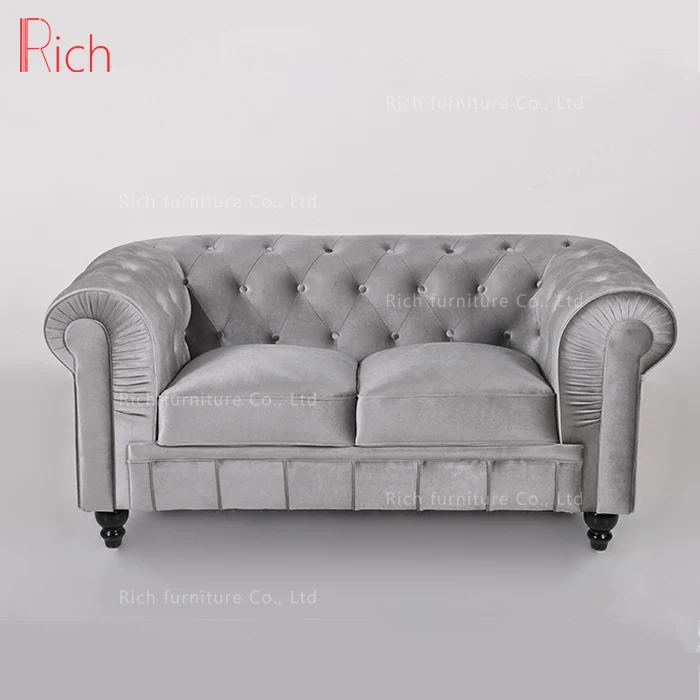 Chesterfield-sofá De 2 Plazas,Mueble Tapizado En Terciopelo Plateado,Con  Botón De Tracción,Usado En La Sala De Estar De China - Buy Tirar Botón Sofá,Tuft  Sofá,Sofá Chesterfield Product on Alibaba.com