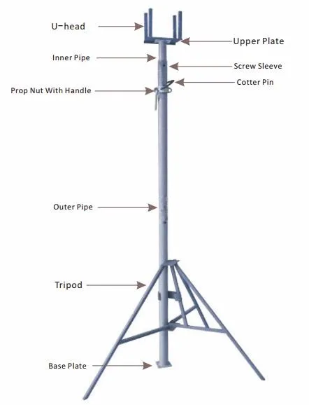 supporto telescopico ponteggi jack post carico pesante capacità di puntelli  in acciaio regolabile