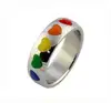 Jewelry Sizes 4 to 14 fashion jewelry Gay Lesbian Wedding ring Heart Rainbow Ring Stainless Steel ring
