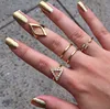 Fashion Joker Diamond Neck Triangle Joint 5 Five Piece Set Ring