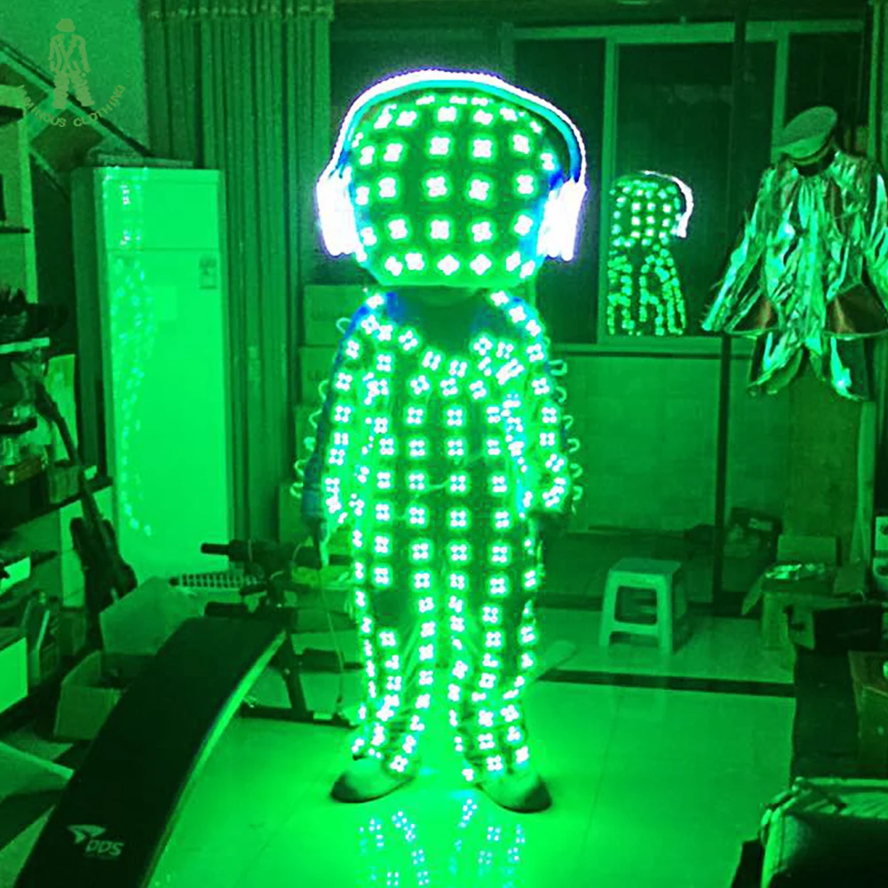 

LED Light Up Luminous Clothes Illuminated Robot Suit For Night Clubs LED Costumes Ballroom Headphone Cosplay Luminescent Clothes
