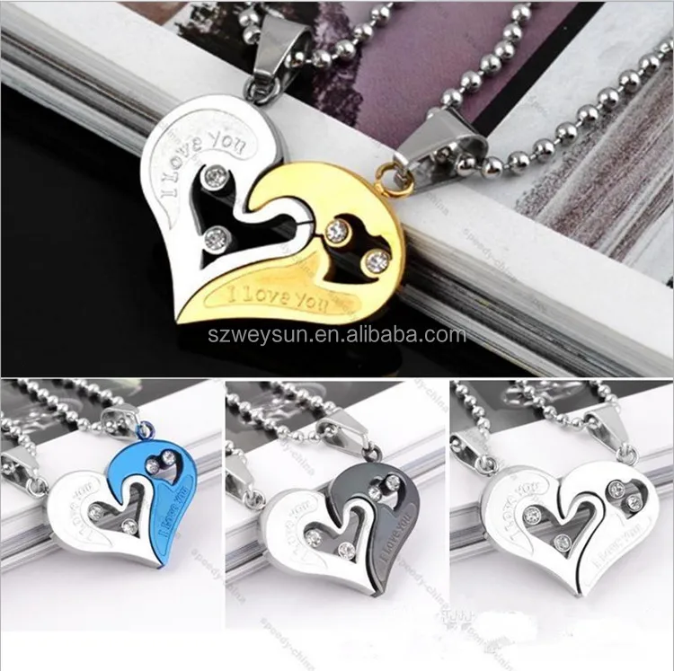 

Men Women Stainless Steel Necklace I Love You Heart Shape Pendant