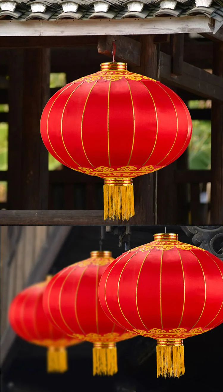 Outdoor Waterproof Round Fabric Chinese Red Silk Lantern For New Year Decoration Buy Chinese