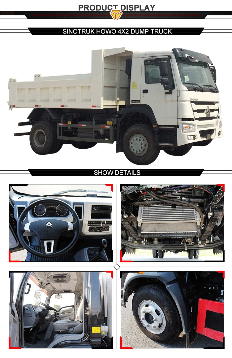 Efficient transportation used china sinotruk howo 4x2 self loading dump truck