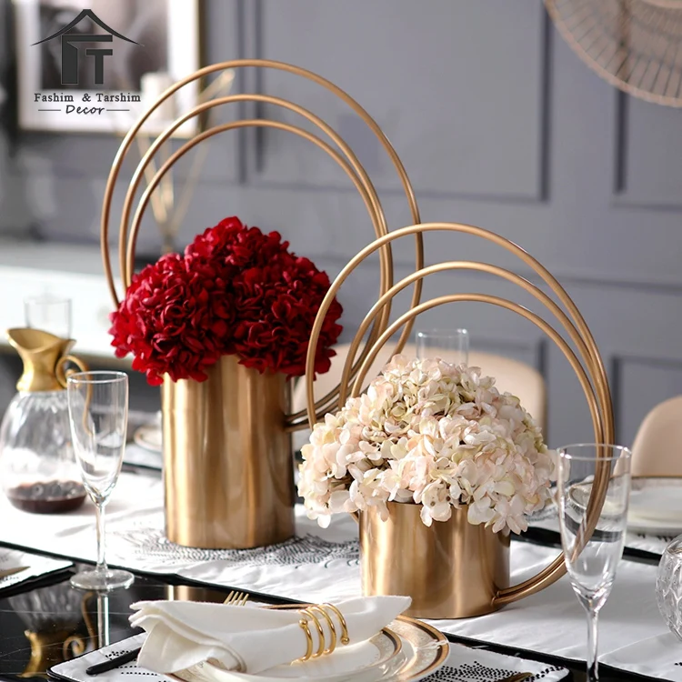 Wholesale Luxury Decorative Gold Plated Decorative Galvanized Flower Vase Vase Mariage Wedding