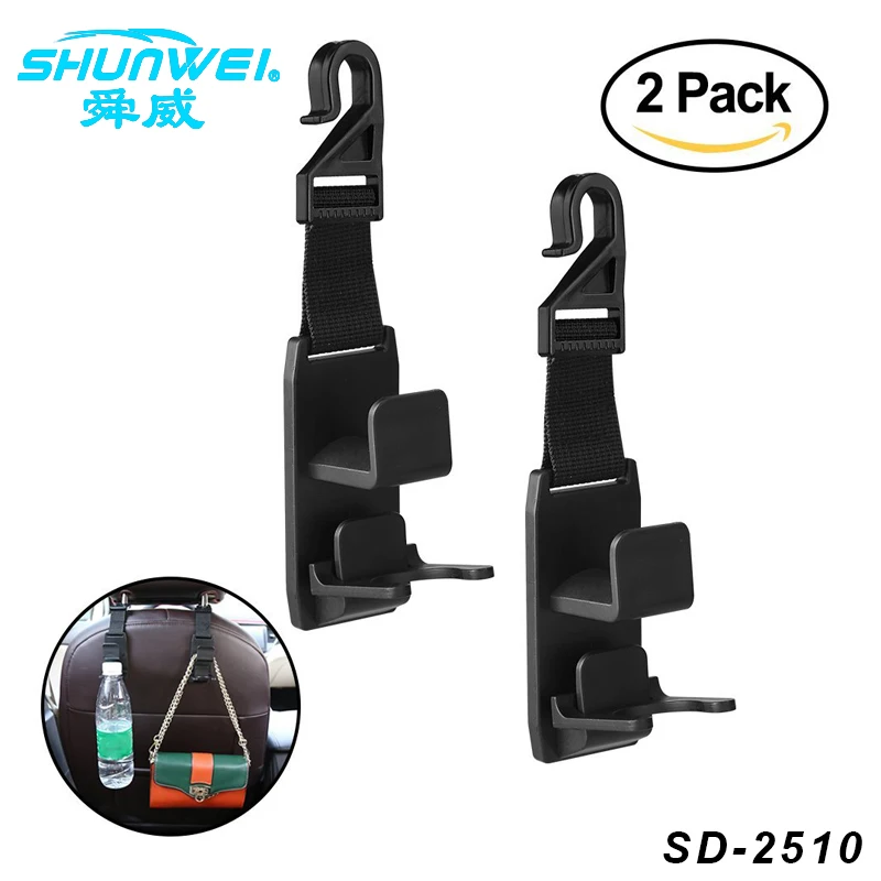 Strong and Durable Car Vehicle Seat back Headrest Hanger Holder Hook for Handbags Purses Coats and Grocery Bags