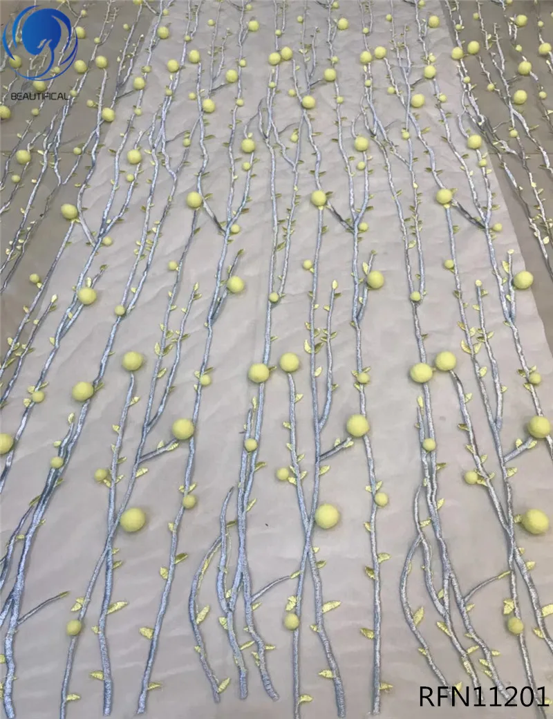 

Beautifical latest tulle african yellow fabric lace embroidered RFN112, Purple ,red,lilac,yellow,black