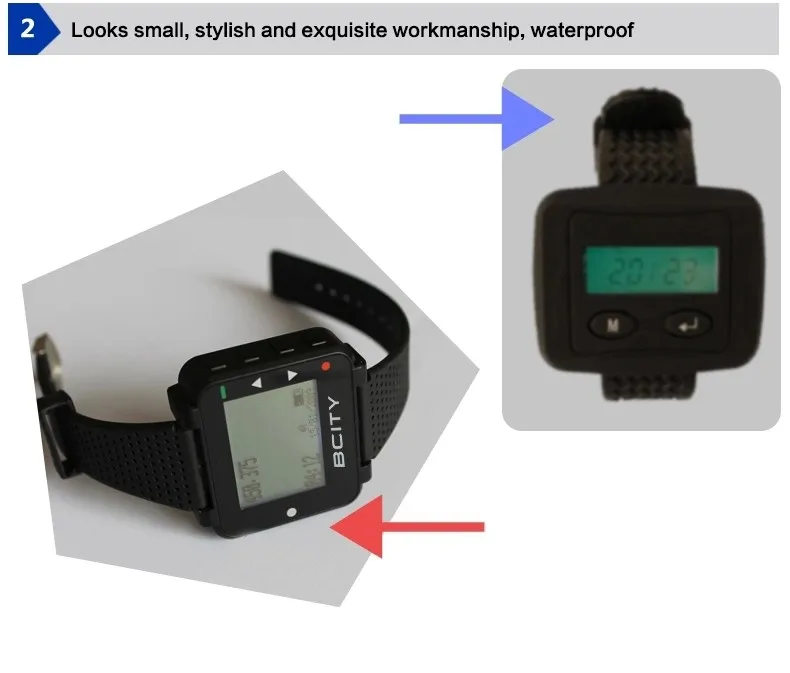 Wireless Waiter Wrist Watch Pager and Call Button Paging System