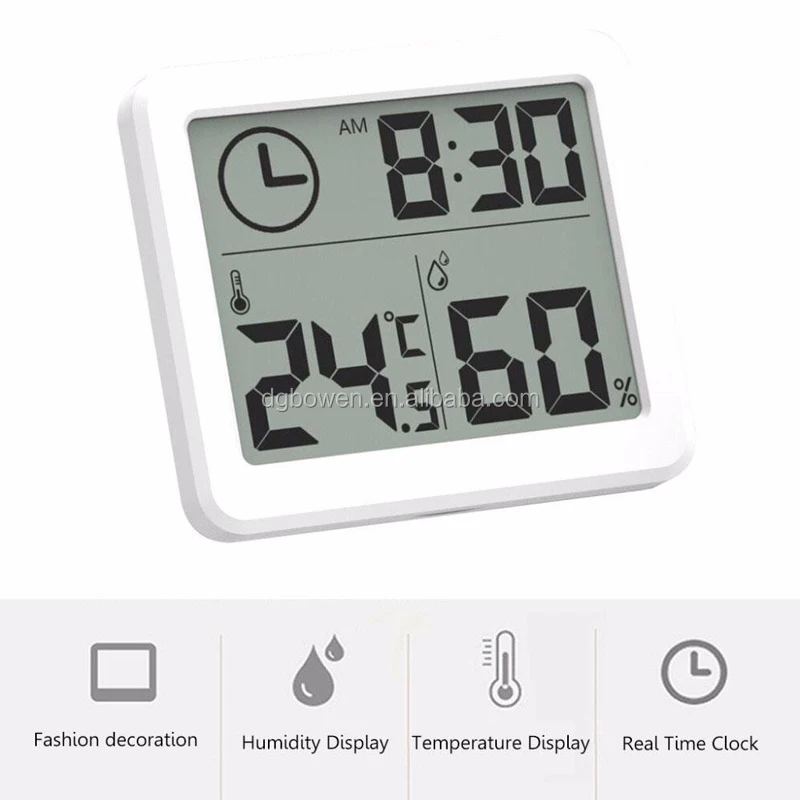 3.2" LCD Digital Temperature Humidity Meter Clock Home Thermometer Hygrometer