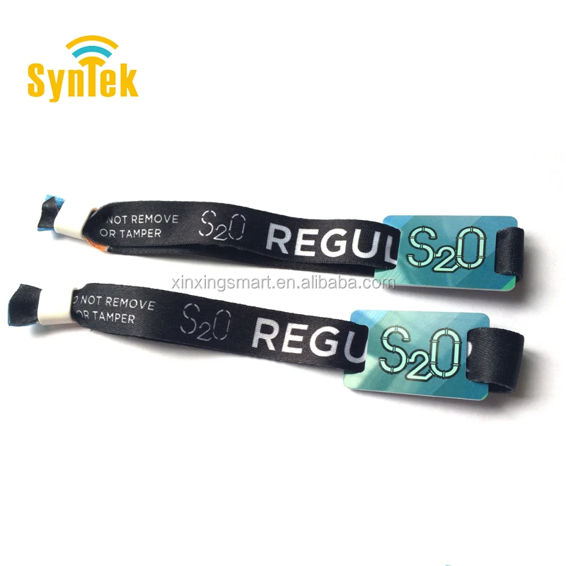 Custom Fabric Payment 13.56MHz RFID NFC Chip Woven Wristband for Event