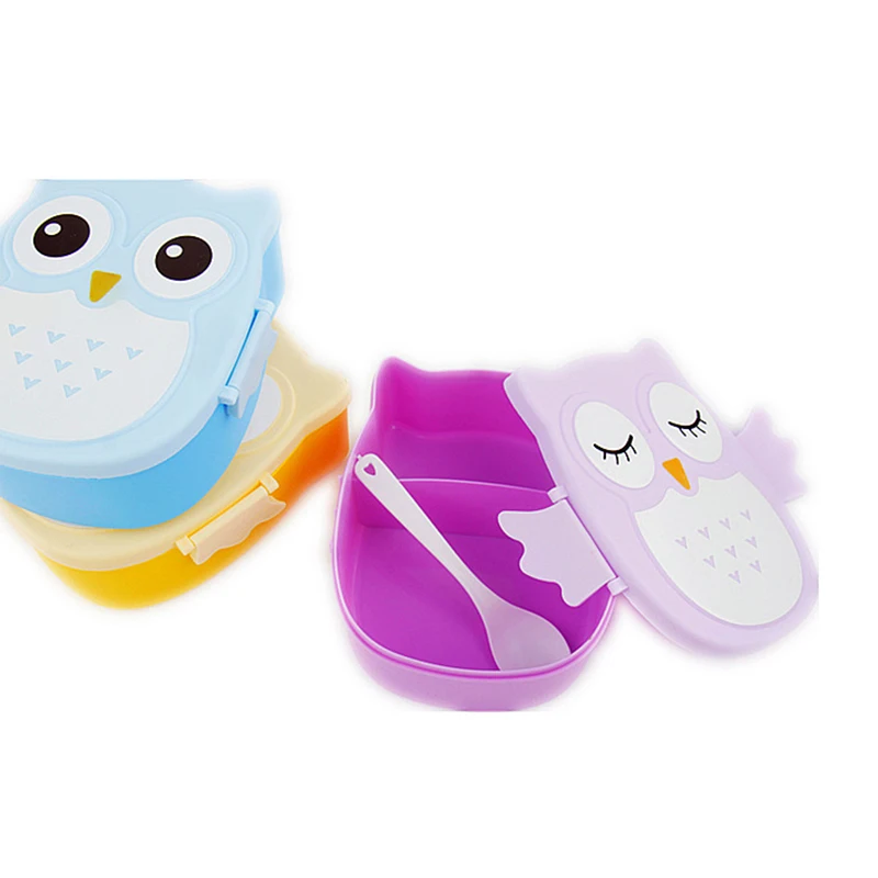 

Cartoon Owl Lunch Box Plastic Food Storage Container Colorful Bento Box Microwave Oven Cutlery Food Dining Tools Eco-friendly