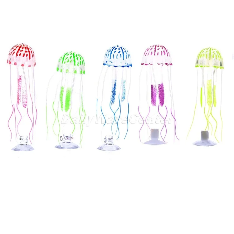 De silicona brillante flotando medusas Artificial para la decoración del acuario Mini bajo el agua para mascotas