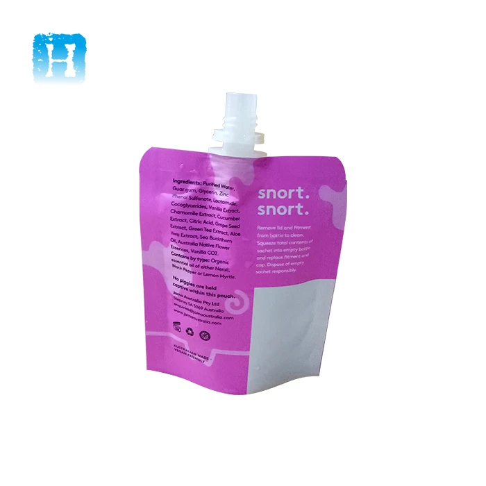 Brown Corner Spout Bag / White Matte Stand Up Liquid Soap Packaging Pouch With Spout