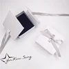 Custom women logo jewellery earring paper velvet boxes in stock white luxury ring box gift packaging with bow ribbon foam insert