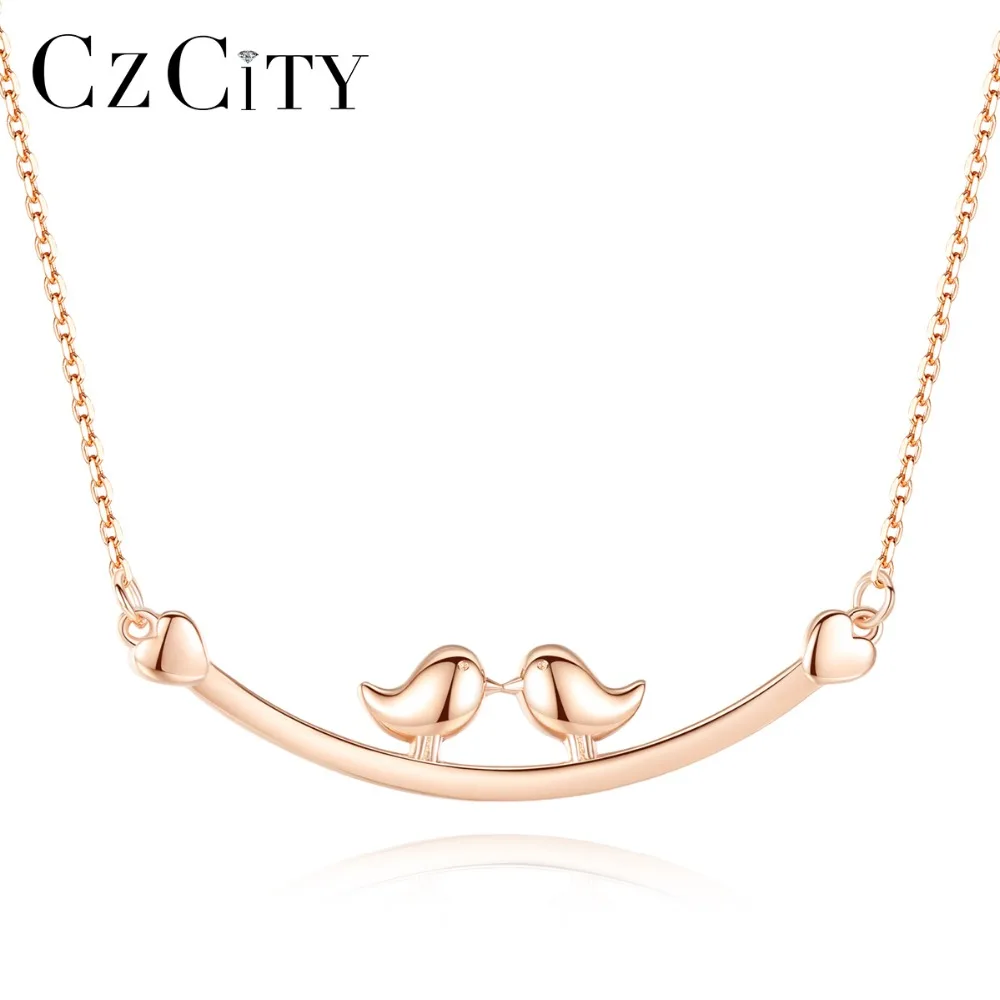 CZCITY Authentic 100% 925 Sterling Silver Exquisite Women Lovely Bird Silver Pendant Necklace