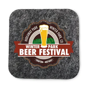 Image of 5mm colorful felt personalized custom shape logo drink coaster with fast lead time