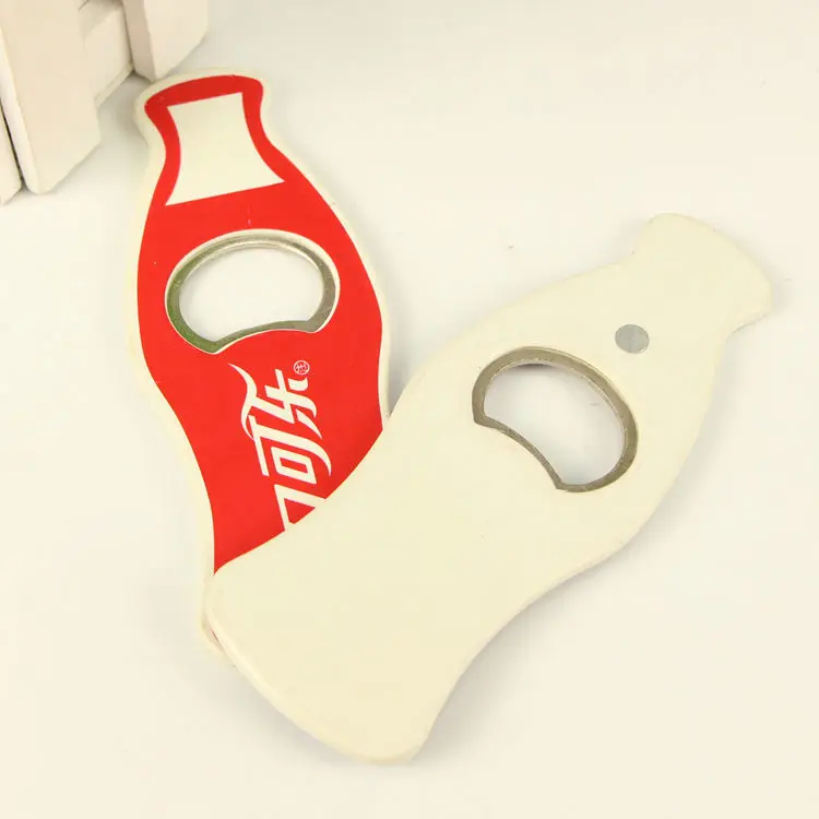 Promotion Custom Logo Coca Plastic Bottle Opener With Eco-Friendly Cola Metal Opener  Bottle Magnet Fridge Stickers