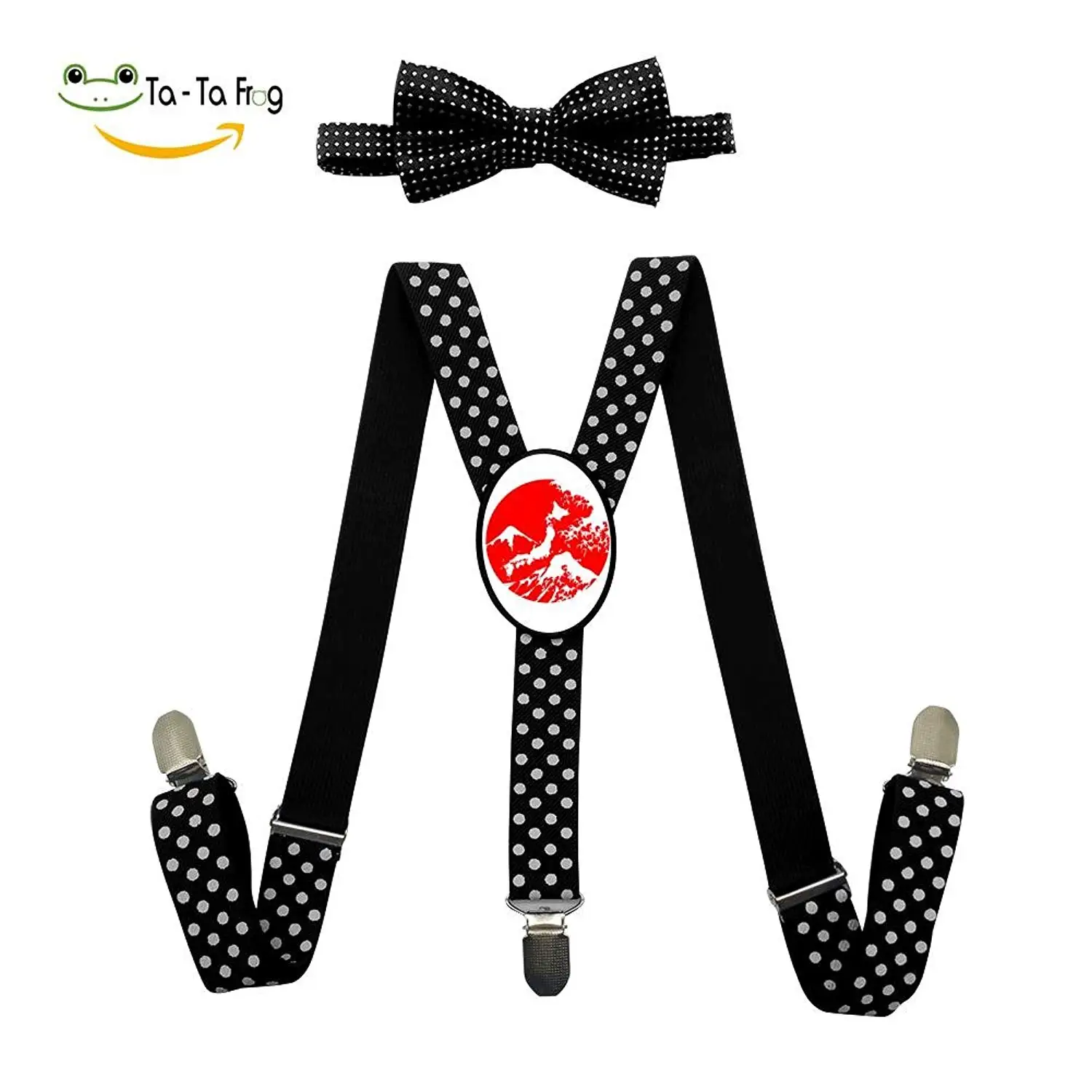 Xiacai Bull Head Suspender/&Bow Tie Set Adjustable Clip-On Y-Suspender Boys