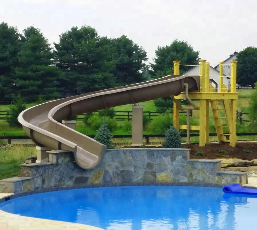 

Hotel swimming pool rider curve and circle fiberglass water slide for sale, Customized color