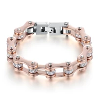 

High Quality 316l Stainless Steel Rose Gold Plated Biker Chain Bracelet Motorcycle Chain Bracelet Jewelry