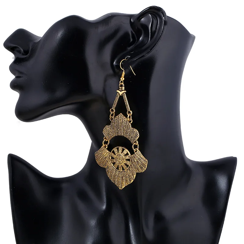 Ethnic jewelry wholesale women long top cheap alloy chandeliers earrings