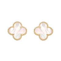 

mother of pearl shell earring gold plated four leaf clover jewelry