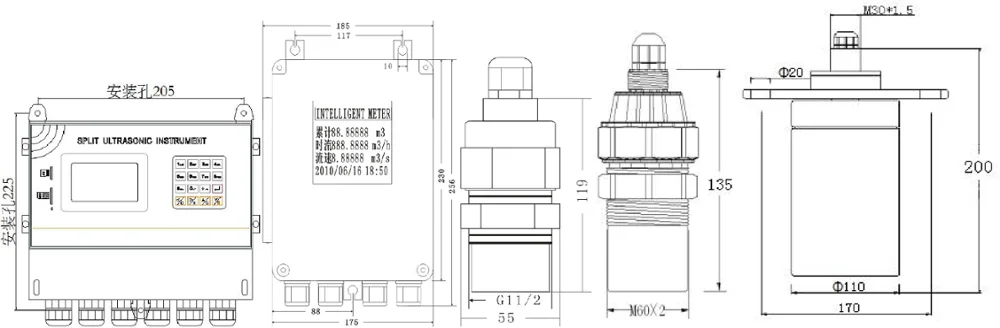 Whosale ultrasonic level sensor split level meter