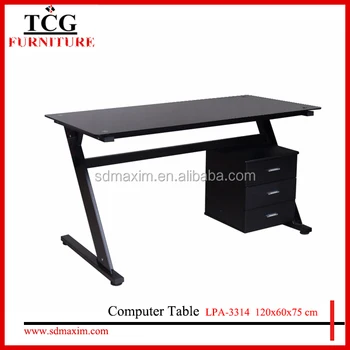 Tcg Office Home Furniture Tempered Glass Top Computer Desk Lpa