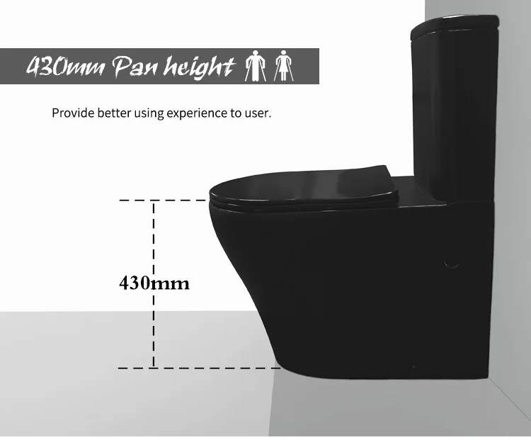 Black toilet urea seat cover 3/4.5L wels flush matte finish