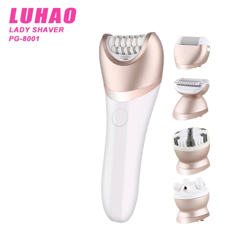 

Kemei LUHAO PG-8001 Best Quality Professional Electric Lady Shaver 5 in 1 Beauty Tools Kit1 body shaver Wholesale, White