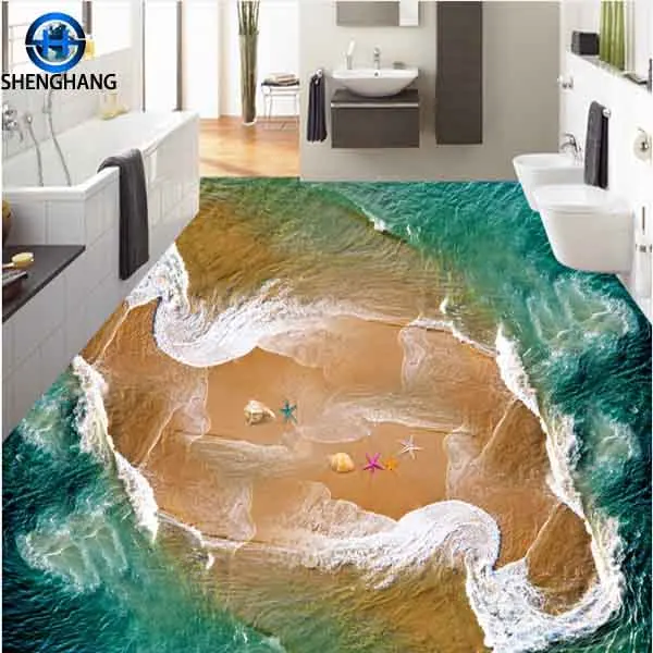 Bathroom Tile Floor Sticker With 3d Picture Pvc Materials Used In Epoxy