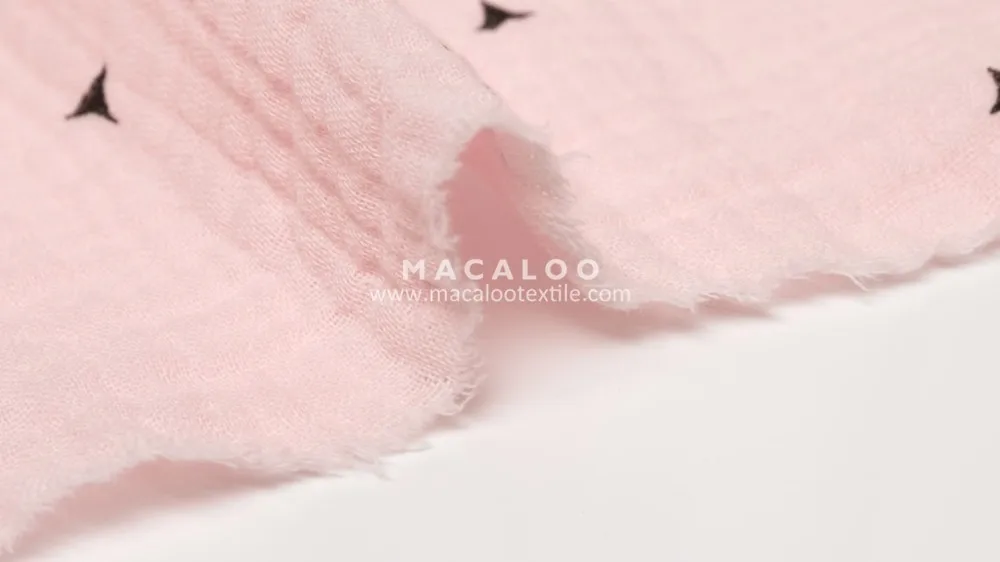 Low MOQ cotton crinkle double gauze fabric for baby