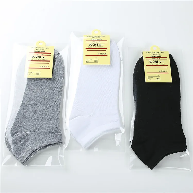 

Plain design Very cheap white black grey ankle socks wholesale, 3 colors