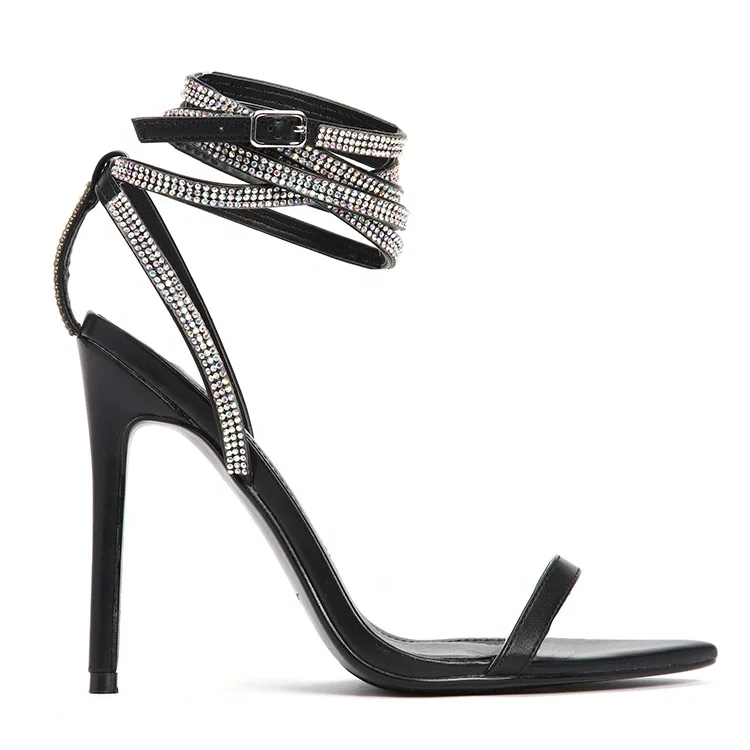 

Wrap Up Strappy Rhinestone Shoes Open Toe women's shoes fashion ladies shoes sandals for women and ladies 2019 Stiletto Sandals