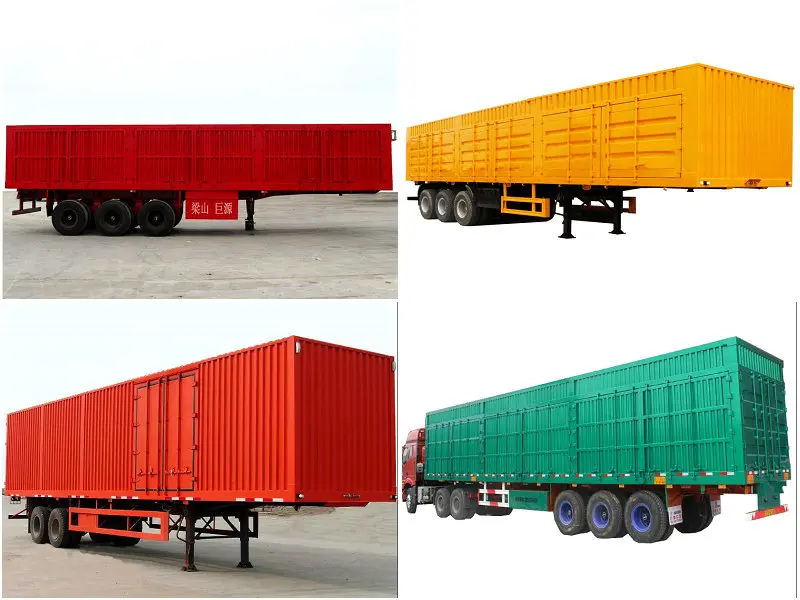 Tri Axle 53 Feet 40ft Dry Van Trailer 4 Axle 3 Axle 40 Tons Crane Wing