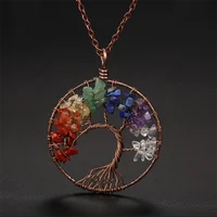 

Tree of life Chakra Jewelry Pendants Amethyst Rose Chakra Crystal Gemstone Necklace